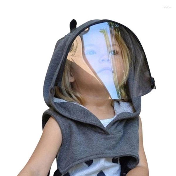 Boinas Niños Sombrero de capucha para niños con cubierta de protección facial completa Jersey grueso y cálido con orejeras