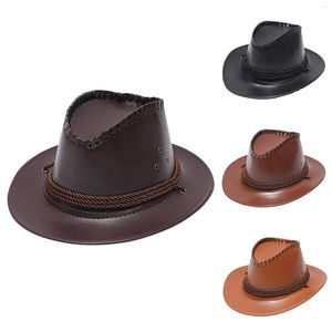 Berets Kids Cowboy Hat For Girls Adult Fashion Sun Protect Solid Western Leather Winddicht