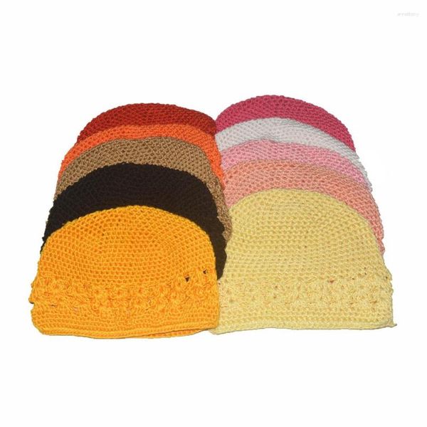 Bérets enfants Kufi casquettes chapeaux coton tricot Skullies bonnets pour fille garçons bébé classique Crochet fait à la main automne garder au chaud accessoires MZ9109