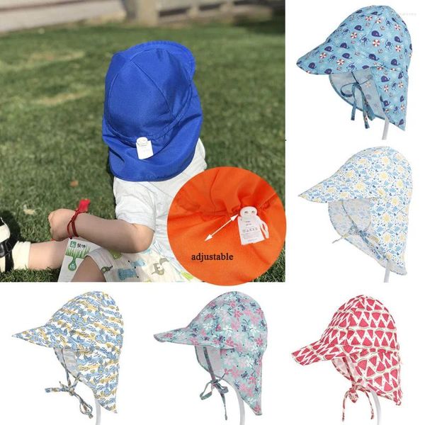 Bérets enfants casquettes de soleil Protection UV chapeau de plage enfants large bord seau chapeaux impression séchage rapide en plein air classique dessin animé infantile