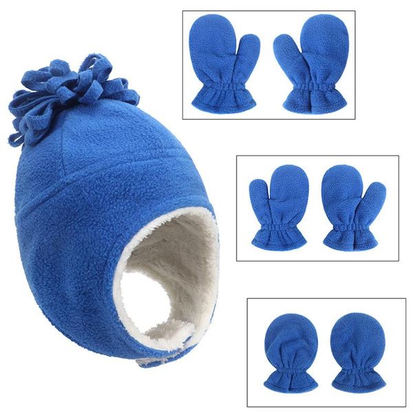 Bérets enfants chapeau chaud gants ensemble épais garder Bonnet extérieur coupe-vent infantile hiver bébé bonnet casquettes mitaines cadeau de noël