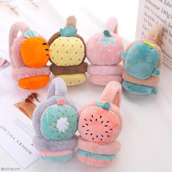 Boinas Accesorios de invierno para niños Orejeras de felpa Frutas de dibujos animados lindos Cactus Zanahorias Piña Orejeras cálidas Orejeras a prueba de frío Niños