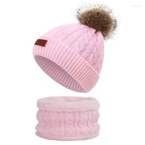 Bérets Kids Winter Hat Hat Scarf Gants Set Toddler Knit Cou plus chaud pour 2 à 10 ans Boys filles épaisses enleme