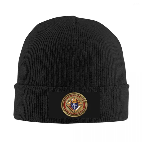 Boinas Caballeros de Colón Símbolo Skullies Gorros Gorros Fresco Invierno Cálido Hombres Mujeres Tejer Sombrero Unisex Adulto Bonnet Sombreros