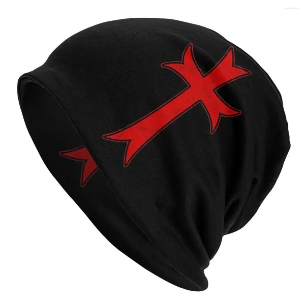 Boinas Caballeros Templarios Cruz Skullies Gorros Sombrero Goth Otoño Invierno Al aire libre Unisex Cap Adulto Cálido Cabeza Wrap Bonnet Knit