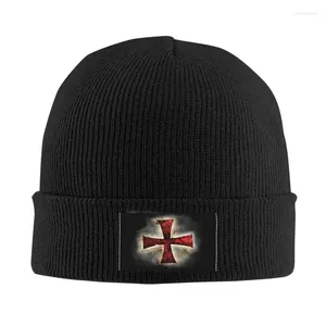 Bérets Chevaliers Templiers Croix Médiévale Skullies Bonnets Casquettes Unisexe Hiver Chaud Tricot Chapeau Adulte Crusader Bonnet Chapeaux Casquette De Ski En Plein Air