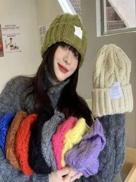 Boinas Gorro de punto Sombrero de invierno para mujer 2023 Gorros para mujer Moda Cálido Lana Pareja Bonnet Mujer Twist Femenino