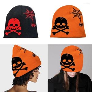 Bérets Bonnet tricoté pour étudiants adultes coupe-vent pliable hiver fait à la main Halloween crâne Jacquard ski cyclisme