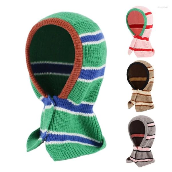 Bérets bonnet tricoté chapeau hiver tricot oreillette à capuche crochet