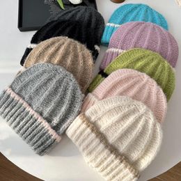 Bérets bonnets tricotés chapeaux pour femmes casquette de Protection d'oreille hiver chaud Skullies casquettes coupe-vent Famela couverture tête Bonnet froid