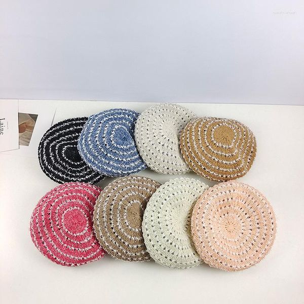 Boinas de punto sombreros de boina para mujer gorro de pintor hueco gorros de otoño sombrero femenino artista francés niñas gorro Vintage