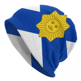 Boinas Gorro de punto Mujeres Hombres Primavera Invierno Elástico Naval Jack Of Uruguay Gorros al por mayor