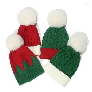 Bérets tricotés chapeau de noël mignon pompon adulte enfant doux bonnet Santa Cap année fête enfants cadeau famille vacances chapeaux