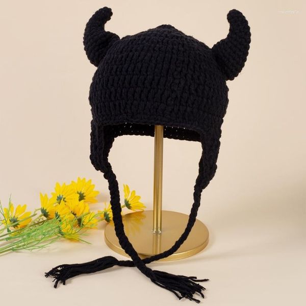 Bérets en tricot de diable chapeau pour les élèves pour les élèves pour le vent d'hiver pliable à la main