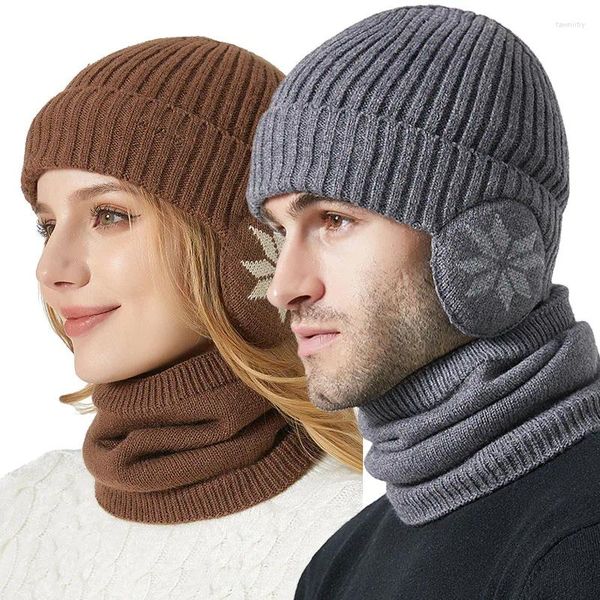 Boinas Sombrero de punto con orejeras para hombres y mujeres Invierno con orejeras al aire libre Gorros con orejeras cálidas Accesorios