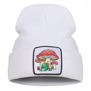 Bérets tricotés chapeau Cottagecore esthétique grenouille tricot près de la maison des champignons chapeaux à la mode pliable hiver Punk coton hommes casquettes