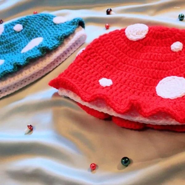 Bérets tricotés chapeau drôle Halloween champignon Unique crocheté pour la fête