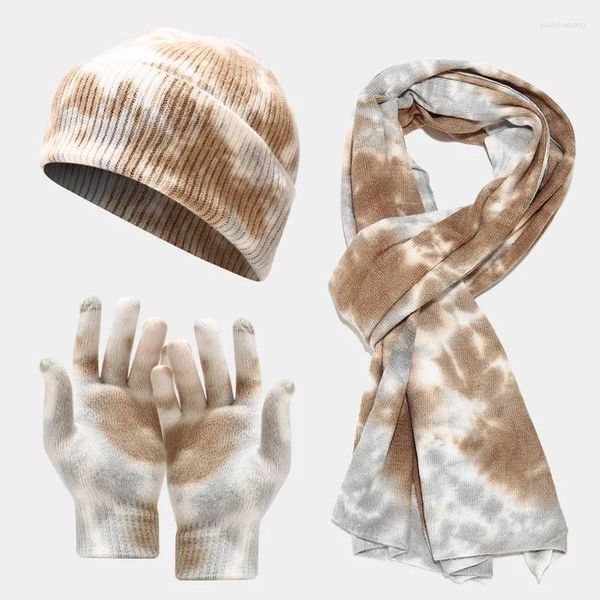 Bérets tricotés chapeau gants écharpe trois pièces hommes et femmes automne hiver extérieur marée froide