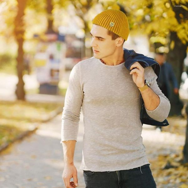 Bérets tricotés pour femmes et hommes, chapeau élégant, automne-hiver, avec Logo imprimé, bonnet sans bords, tête de Couple courte côtelée