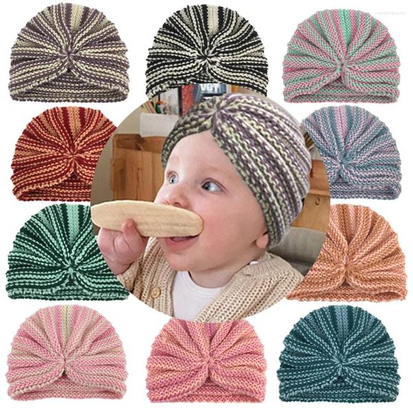 Bérets tricotés hiver bébé chapeau pour filles couleur bonbon Bonnet Enfant Bonnet Turban chapeaux casquette garçons accessoires