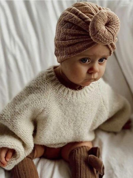 Bérets chapeaux noués pour bébé fille, bonnet avec nœud, accessoires de tête pour bébé Turban, chapeau d'hiver chaud, casquettes pour mère et enfant