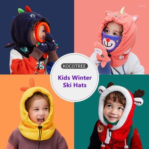 Berets Kocotree Kids Winter Ski Hats Gloveschristmas Gift Lovely Warm Cartoon Soft Hat With Face Mask Caps For Children Boys Girls