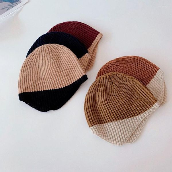 Boinas coreanas 2023 en oferta, gorros de oreja a juego de colores para niños y niñas, gorros de melón cálidos tejidos a la moda para Otoño e Invierno