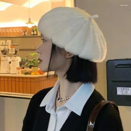 Bérets Coréen automne et hiver chaud tricoté béret femmes mode épaissi citrouille chapeau couleur unie douce fille peintre casquette Mujer Gorras