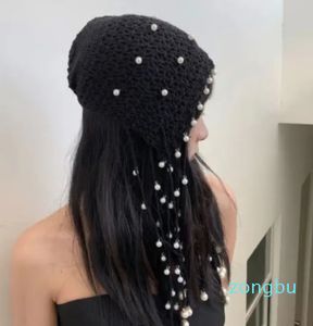 Bérets mode coréenne Kawaii tricoté chapeau d'hiver femmes Harajuku perle Costume esthétique chaud seau chapeaux Kpop tenues