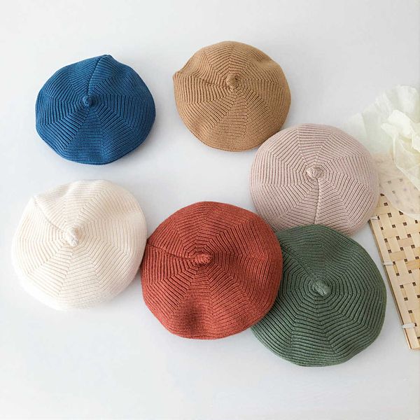 Bérets mode coréenne enfants bérets couleur unie tricoté chapeaux de laine pour enfants bébé bonnets bébé casquettes pour garçons chapeau pour enfants fille Z0616