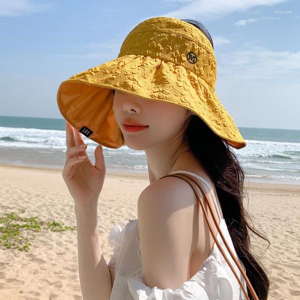 Bérets chapeau coréen femme haute qualité lettre en relief couleur plastique Protection solaire visière été voyage vacances