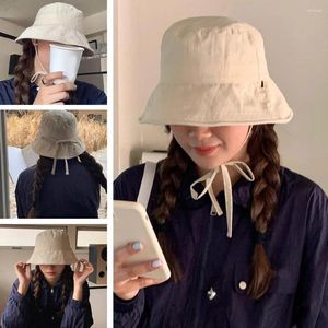 Bérets coréens INS Lace-up Fisherman Hat Shade Anti-UV Corde légère Bode de voyage de voyage de voyage de voyage Q8T1