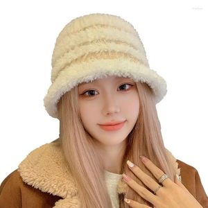 Bérets coréens en peluche panama chapeau femme seau pêcheur chap bien femelle hiver japonais doux mous