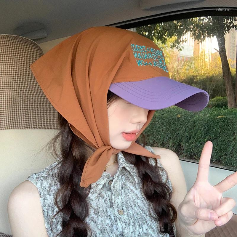 Berets Korean Quick-drying Strap Sunscreen Headscarf Caps For Women Spring And Summer Outdoor Camping Portable Duck Bill Sun Hat