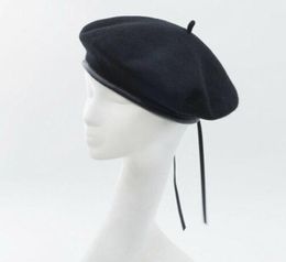 Baskenmützen im koreanischen Stil, schwarze Wollbaskenmütze, Damen-Maler- und Künstlerhüte, verstellbare Kappen, Chapeau5675040