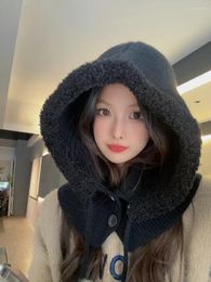 Berets Koreanische Winter Einfarbig Hut Warme Gestrickte Gehörschutz Einkaufen für Frauen
