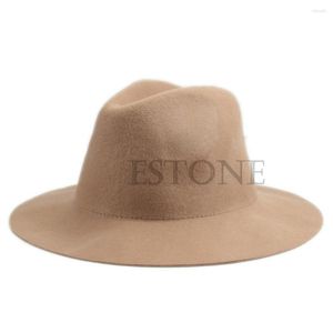 Bérets L5YA Vintage Dames Femmes Large Bord Feutre De Laine Chapeau Floppy Bowler Fedora Cap