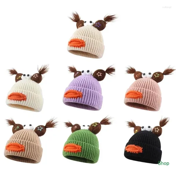 Bérets L5YC Filles Funny Knit Beanie Chapeau 3D Bouche Cap Femmes Sports de plein air Ski Camping