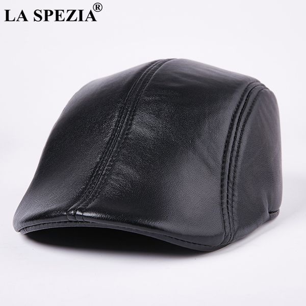 Boinas LA SPEZIA Cuero genuino para hombres Casual Black Duckbill Ivy Caps Masculino Primavera Lujo Italiano Marca Directores Sombreros planos 230822