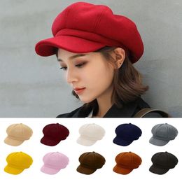 Berets Hat Hat à l'automne et hiver chaud mode laine béret peintre dôme tendance française kepi stretch chapets paires