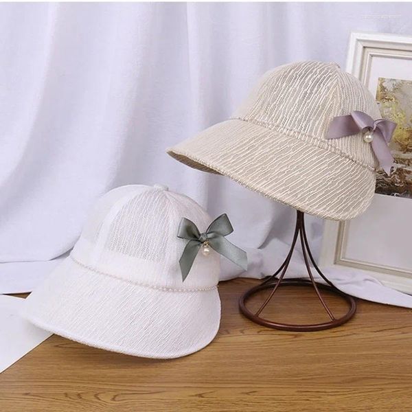 Berets Lady Baseball Caps avec bowknot décalages féminines TEA PARY PARTAPTABLES Visors de fil transparent chapeau de vacances décontractées
