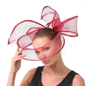 Baretten Dame Fascinators Crinoline Hoofdband Met Haarclip Bunkerhoed Cocktail Tea Party Mooie hoofddeksels Sluier en veren Voor dames