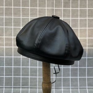 Baretten Groot formaat Man lederen baret Dame PU Octagon Hoed Meisje Kleine Schilderspet Vrouw Grote maten Pompoenhoeden 54cm 56cm 57.5cm 60cm 231027