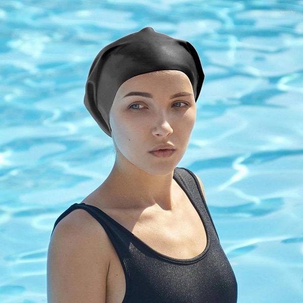 Boinas Gorro de natación grande con trenzas de pelo rizado Ducha Alto sabor elástico Cocina de silicona impermeable