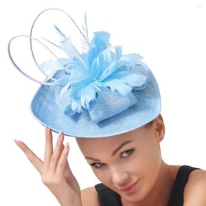 Bérets lavande imitation fascinateur chapeaux dames femmes chi widding elegant Headpiee Feather Flower Hair Accessoires Clips