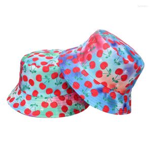 Bérets Ldslyjr 2023 coton fruits cerise imprimé seau chapeau pêcheur en plein air voyage soleil casquette chapeaux pour hommes et femmes 458