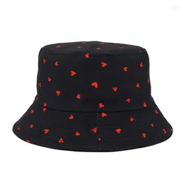 Bérets LDSLYJR Coton Love Heart Bucket Hat Pêcheur Voyage en plein air Chapeau de soleil Chapeaux pour hommes et femmes 422