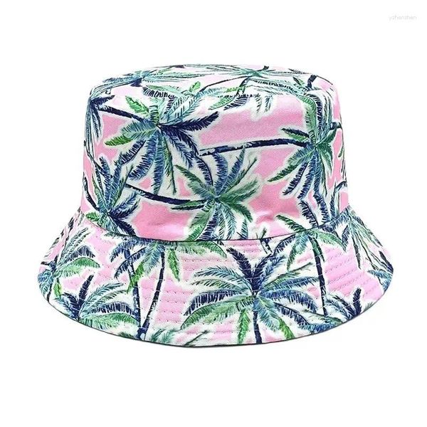 Bérets LDSLYJR quatre saisons polyester dessin animé arbre imprimé seau chapeau pêcheur voyage en plein air chapeau de soleil pour hommes et femmes 273