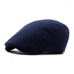 Bérets LDSLYJR printemps automne coton couleur unie Sboy casquettes casquette à pointe plate hommes et femmes peintre béret chapeaux 103