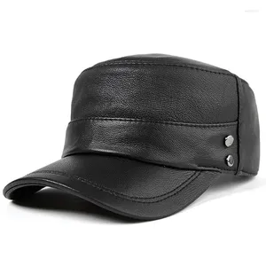 Baretten Leren Hoed heren Herfst Winter Koreaanse Versie Baseball Cap Mannelijke Schapenvacht Flat-top Outdoor Fashion Casual caps H6989